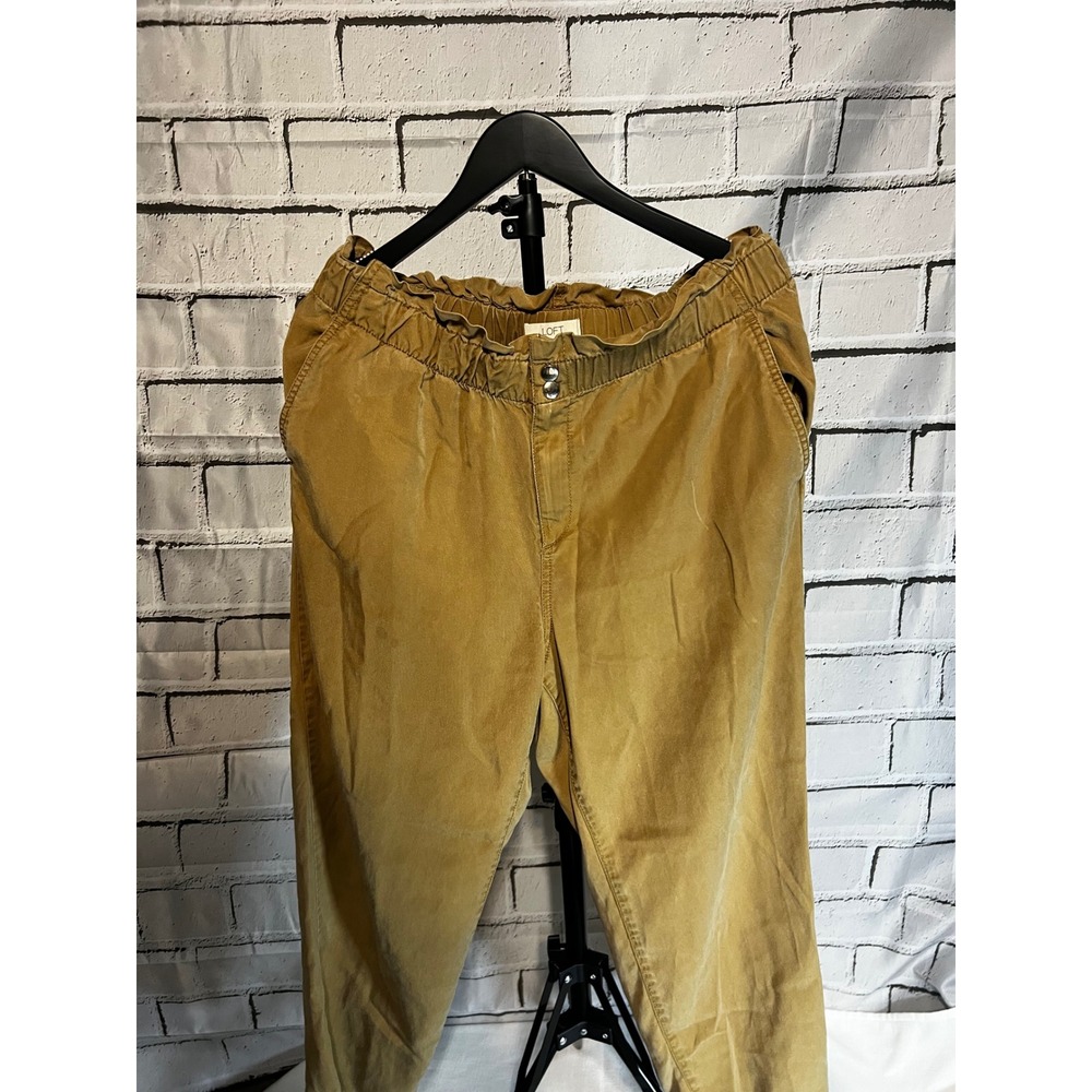 LOFT Paperbag Waist Joggers Mustard Brown Elastic Waist Pants Womens Large